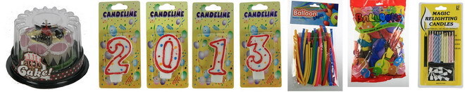 К дню рождения: Хлопушки-бумфети, воздушные шары, свечи для торта
