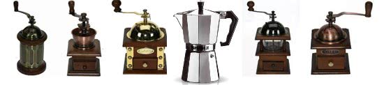 Кофемолки механические и кофеварки гейзерные